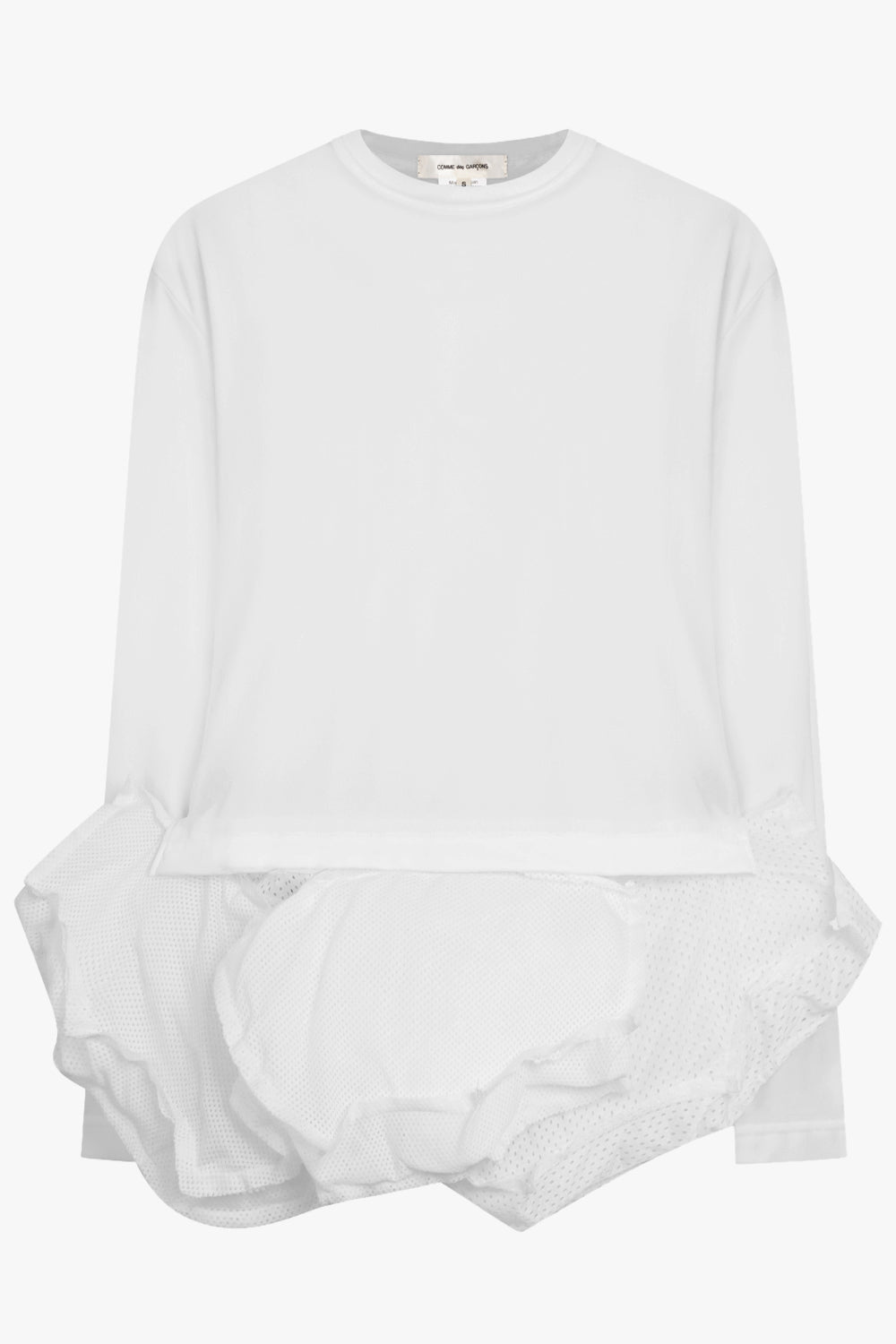 COMME DES GARCONS RTW L/S Top With Asymmetric Hem Panels | White