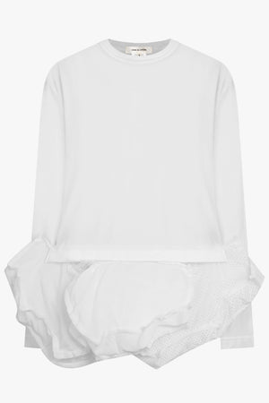COMME DES GARCONS RTW L/S Top With Asymmetric Hem Panels | White