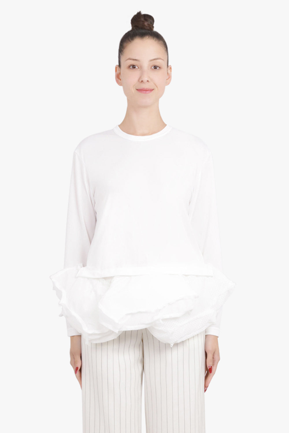 COMME DES GARCONS RTW L/S Top With Asymmetric Hem Panels | White