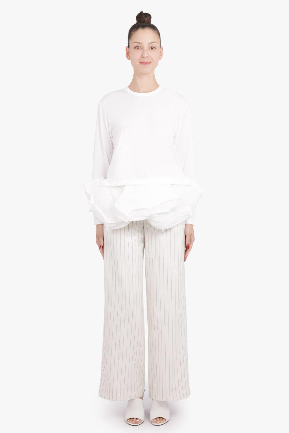 COMME DES GARCONS RTW L/S Top With Asymmetric Hem Panels | White