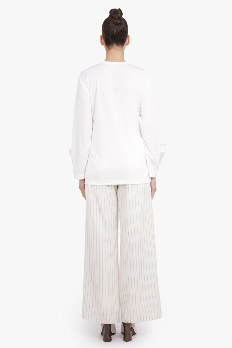 COMME DES GARCONS RTW L/S Top With Asymmetric Hem Panels | White