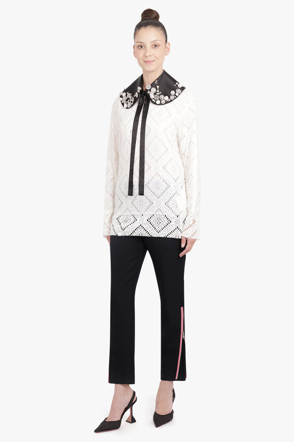 COMME DES GARCONS RTW BLACK / Black Oversized Collar With Embellished Detail | Black