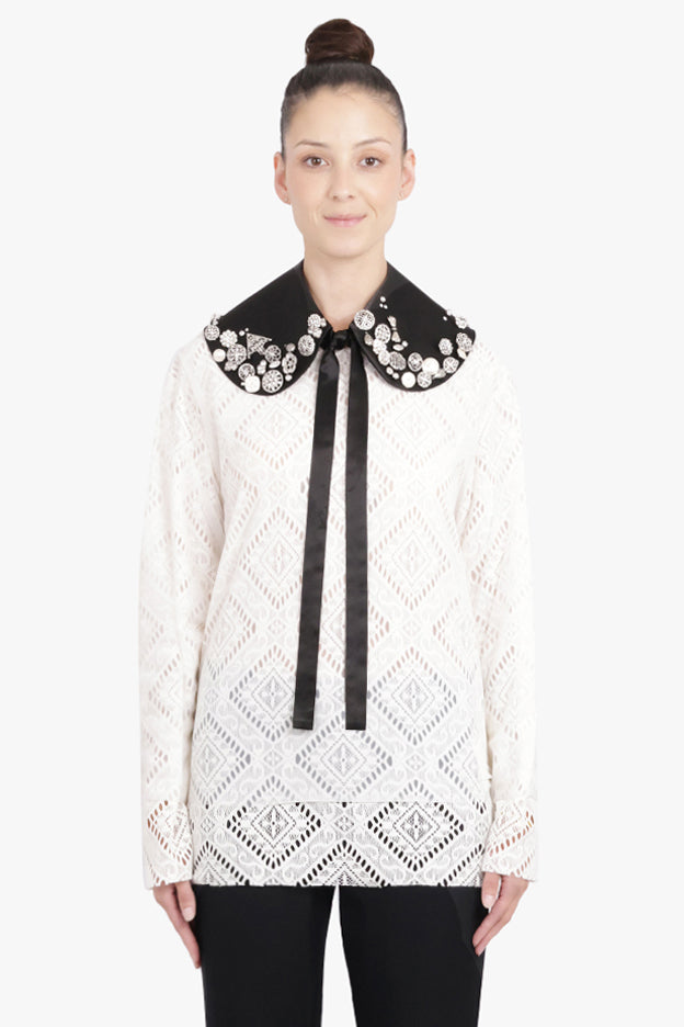 COMME DES GARCONS RTW BLACK / Black Oversized Collar With Embellished Detail | Black