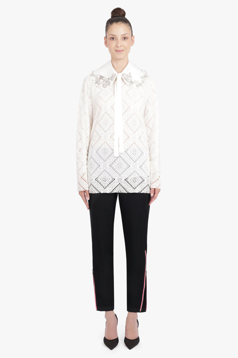 COMME DES GARCONS RTW WHITE / Off White Oversized Collar With Embellished Detail | Off White