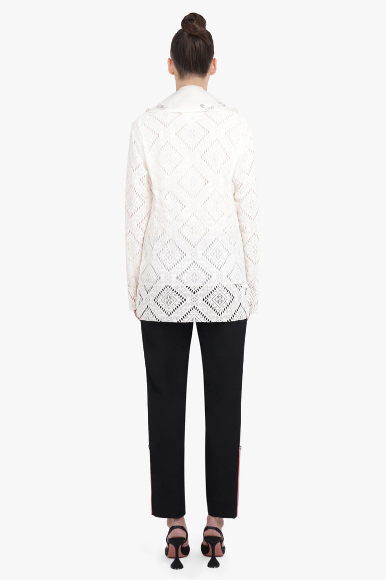 COMME DES GARCONS RTW WHITE / Off White Oversized Collar With Embellished Detail | Off White