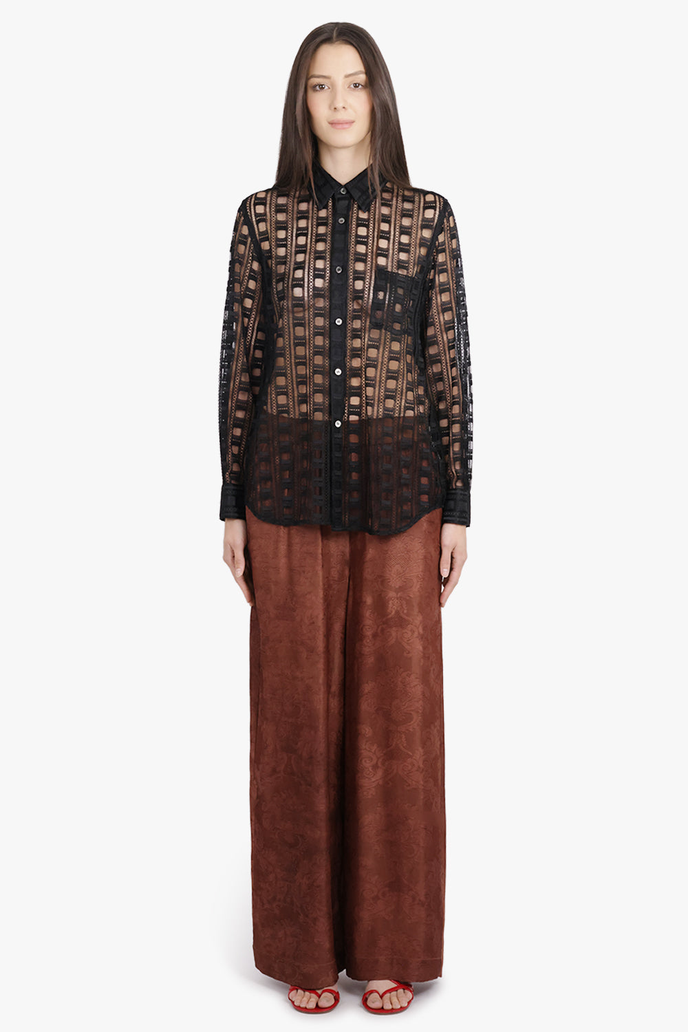 COMME DES GARCONS RTW Pocket Detail Lace L/S Shirt | Black