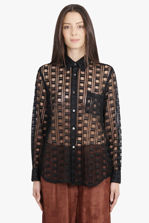 COMME DES GARCONS RTW Pocket Detail Lace L/S Shirt | Black