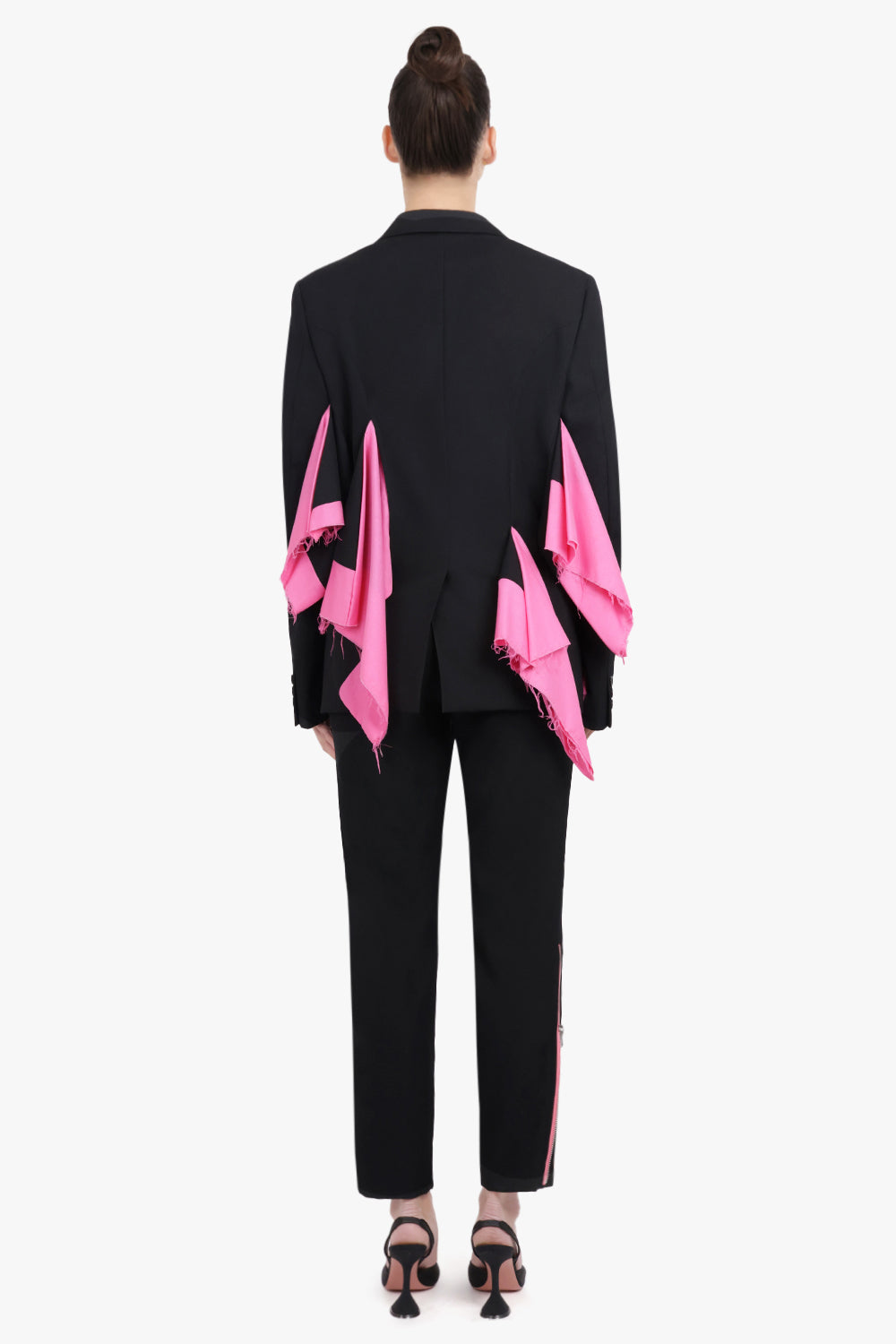 COMME DES GARCONS HOMME PLUS RTW Single Breasted Jacket With Contrast Layered Panels | Black/Pink
