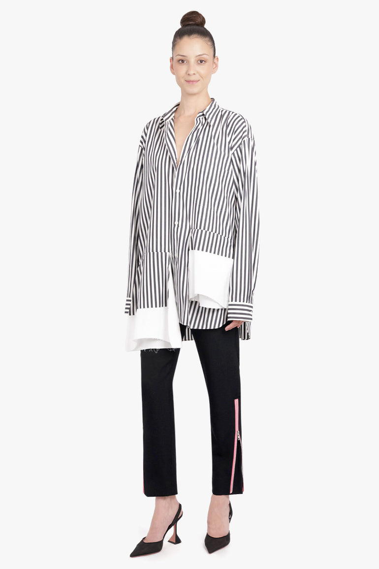 COMME DES GARCONS HOMME PLUS RTW Stripe L/S Shirt With Panel Details | Black/White