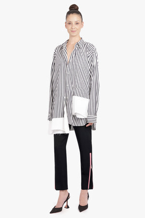 COMME DES GARCONS HOMME PLUS RTW Stripe L/S Shirt With Panel Details | Black/White