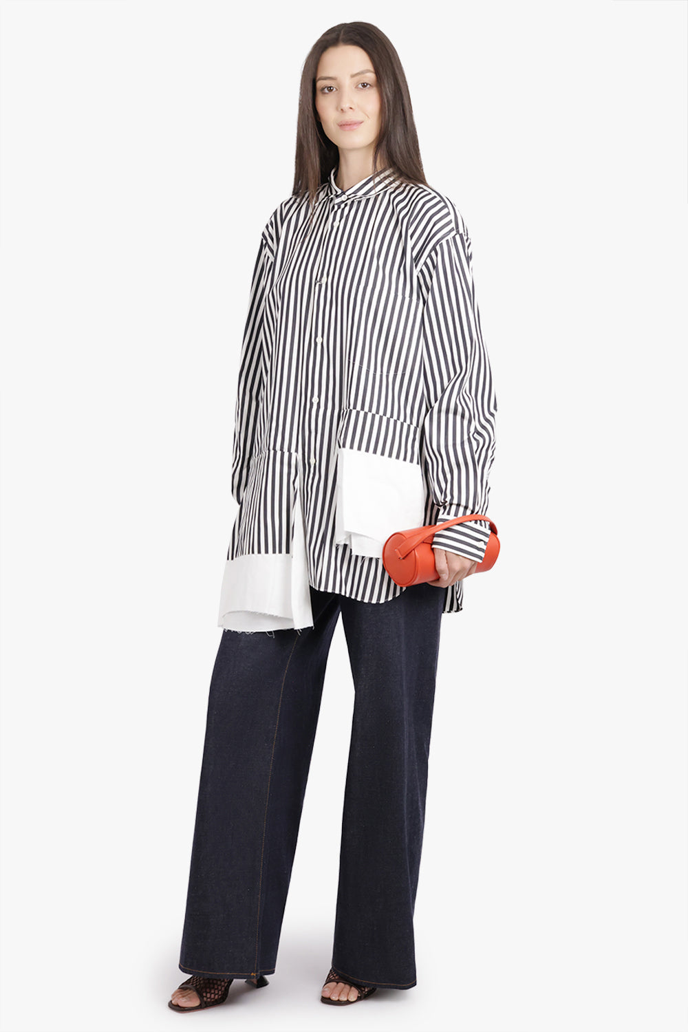 COMME DES GARCONS HOMME PLUS RTW Stripe L/S Shirt With Panel Details | Black/White