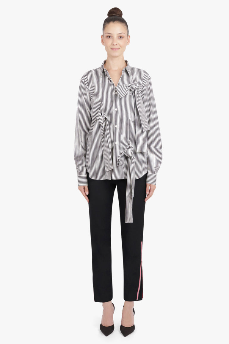 COMME DES GARCONS HOMME PLUS RTW Stripe L/S Shirt With Tie Details | Black/White