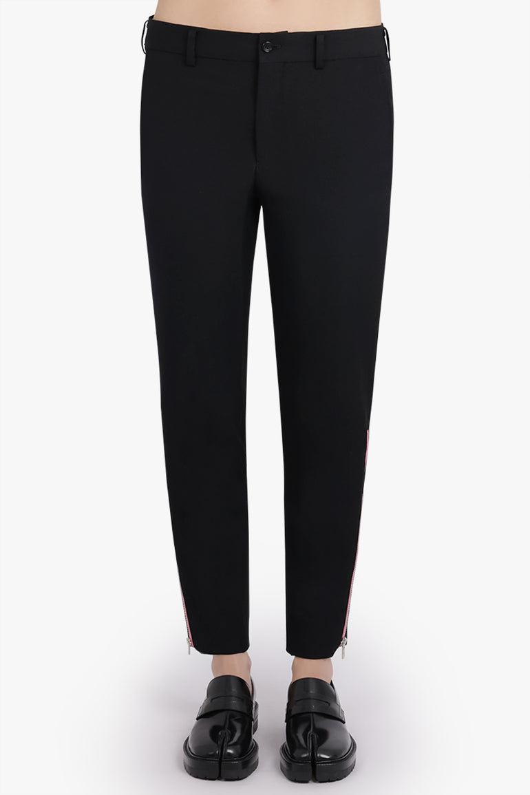 COMME DES GARCONS HOMME PLUS RTW Tapered Leg Pant with Pink Zip Detail | Black/Pink
