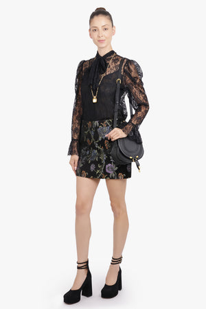 CHLOE RTW Floral Mini Skirt | Black/Multi