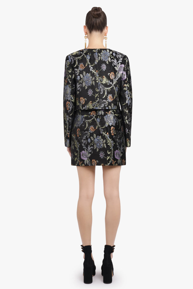 CHLOE RTW Floral Scoop Neck Jacket | Black/Multi