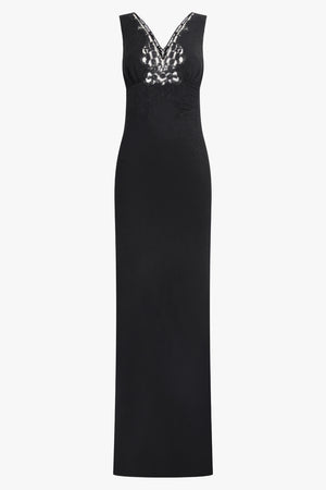 CHLOE RTW Lace Floral Sleeveless Maxi Dress | Black