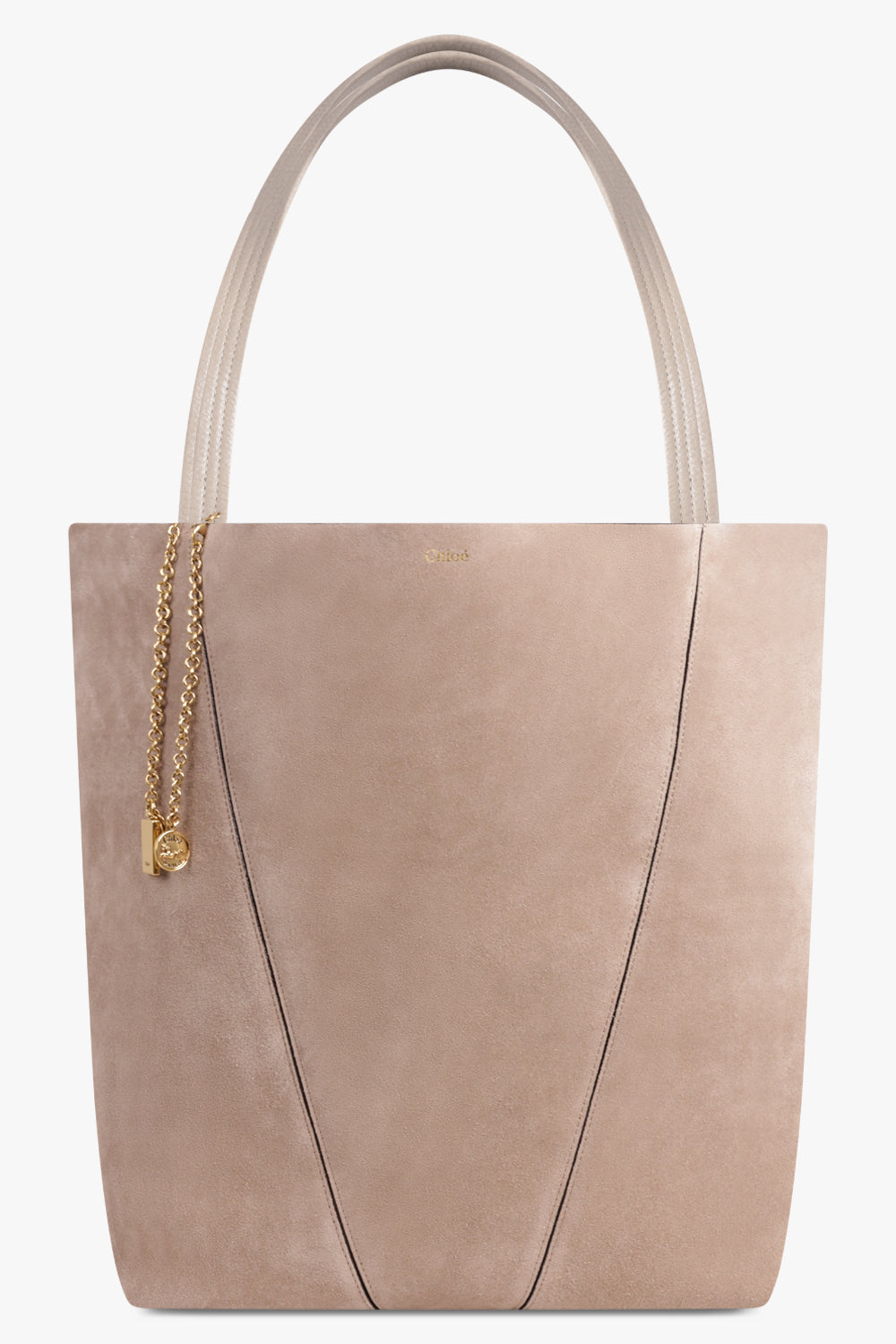 CHLOE BAGS NEUTRALS / Motty Grey Large Suede Spin Bag | Motty Grey