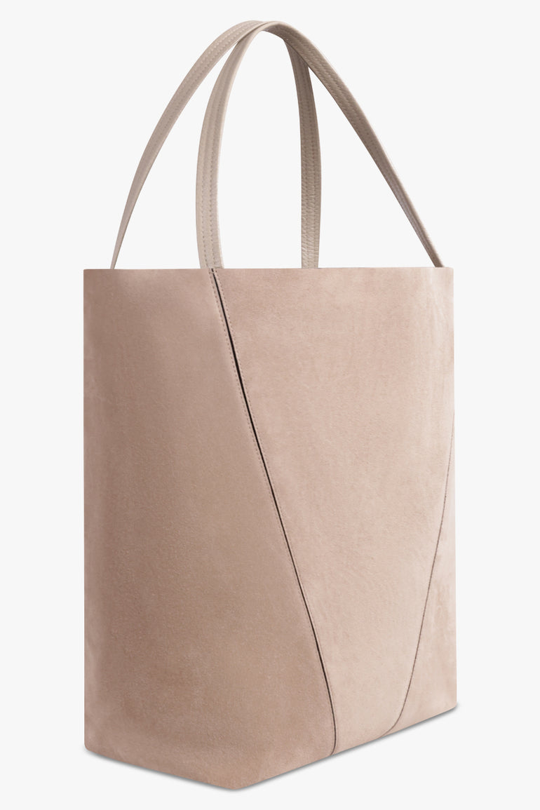 CHLOE BAGS NEUTRALS / Motty Grey Large Suede Spin Bag | Motty Grey