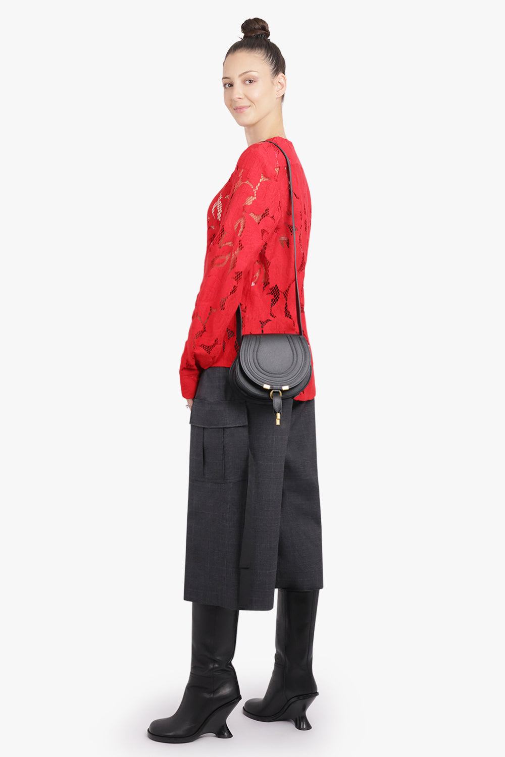 PATOU RTW Lace Barrel Sleeve Top | Babylone Red