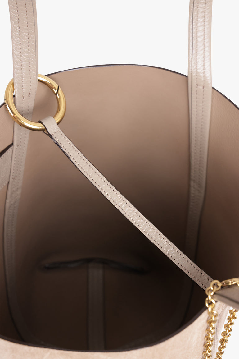 CHLOE BAGS NEUTRALS / Motty Grey Medium Suede Spin Bag | Motty Grey