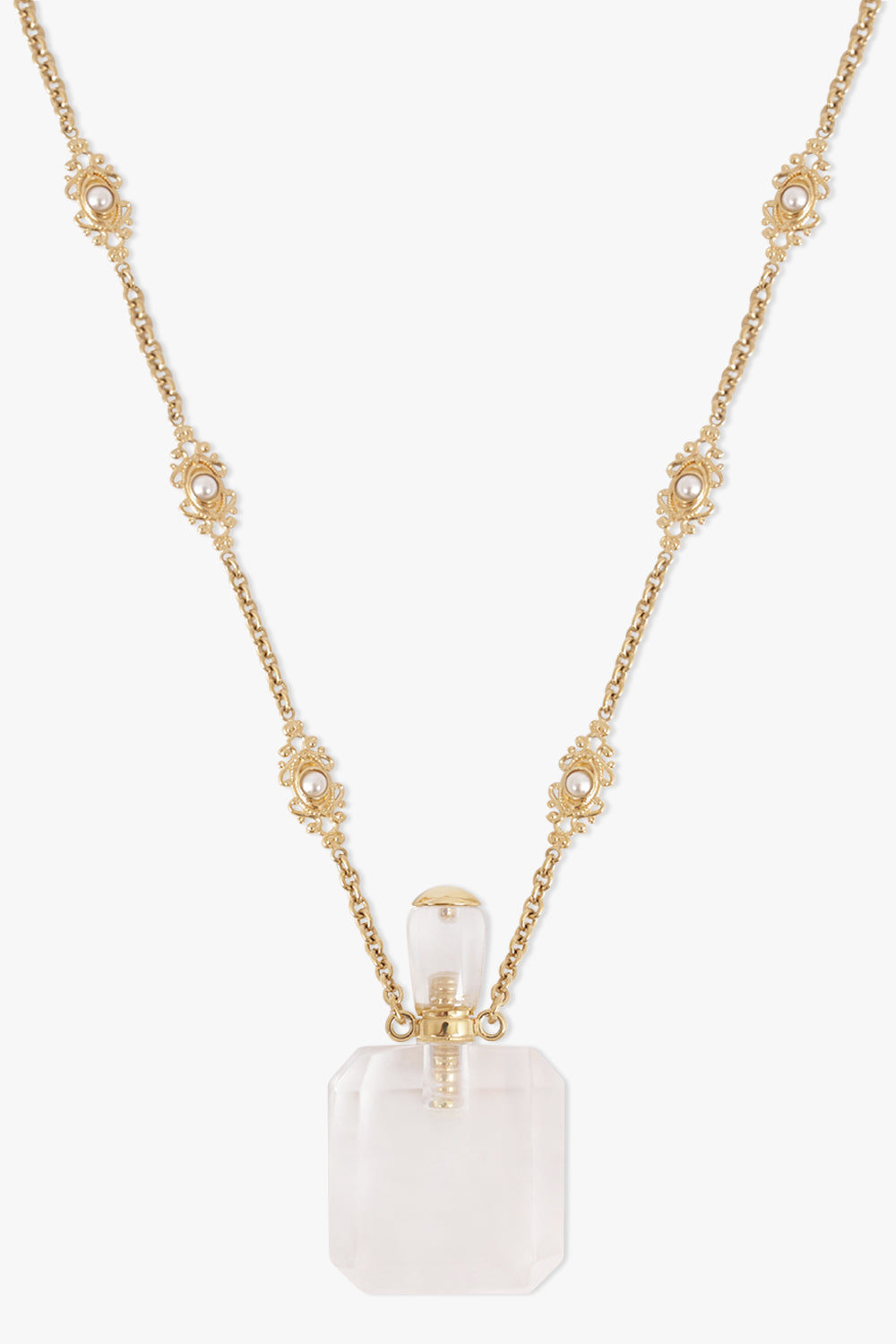 CHLOE JEWELLERY GOLD / Crystal White Rock Crystal Resin Necklace | Crystal White