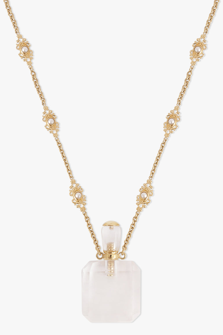 CHLOE JEWELLERY GOLD / Crystal White Rock Crystal Resin Necklace | Crystal White