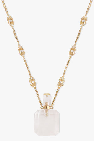 CHLOE JEWELLERY GOLD / Crystal White Rock Crystal Resin Necklace | Crystal White
