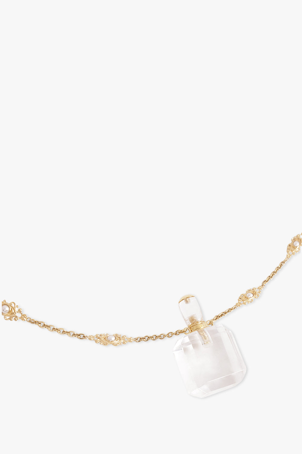 CHLOE JEWELLERY GOLD / Crystal White Rock Crystal Resin Necklace | Crystal White
