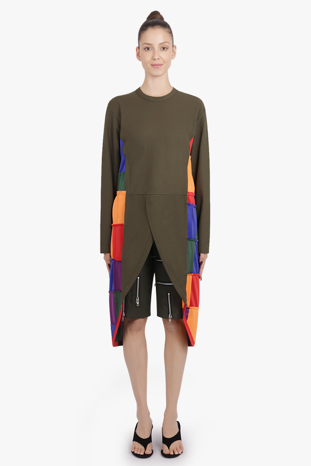 COMME DES GARCONS HOMME PLUS RTW L/S Crossover Tails Panel T-Shirt | Khaki/Multi