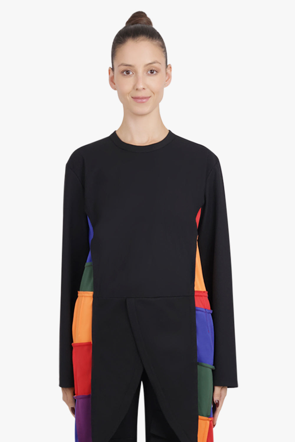 COMME DES GARCONS HOMME PLUS RTW L/S Crossover Tails Panel T-Shirt | Black/Multi