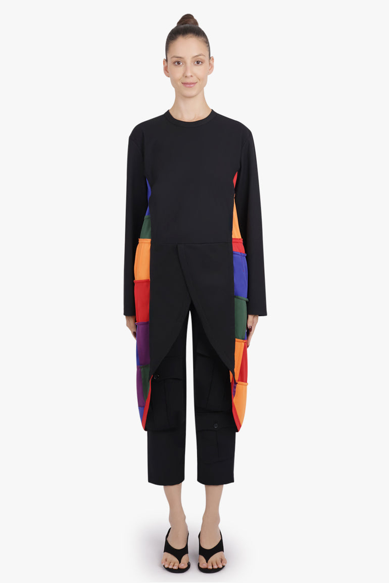 COMME DES GARCONS HOMME PLUS RTW L/S Crossover Tails Panel T-Shirt | Black/Multi