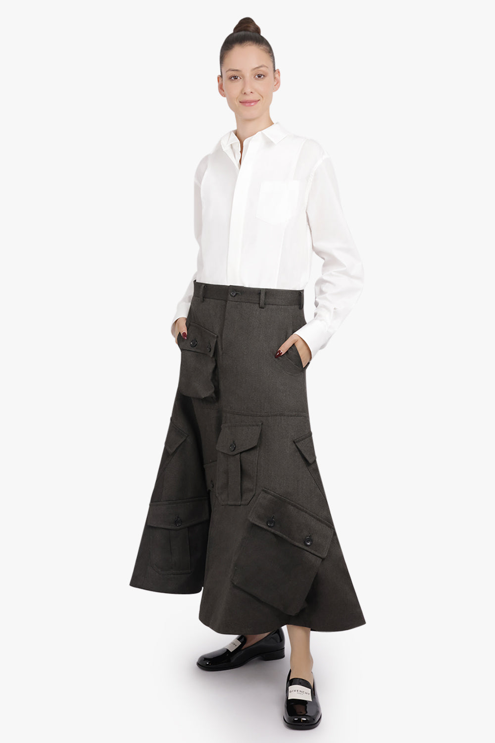 COMME DES GARCONS HOMME PLUS RTW Pocket Panel Midi Skirt | Grey