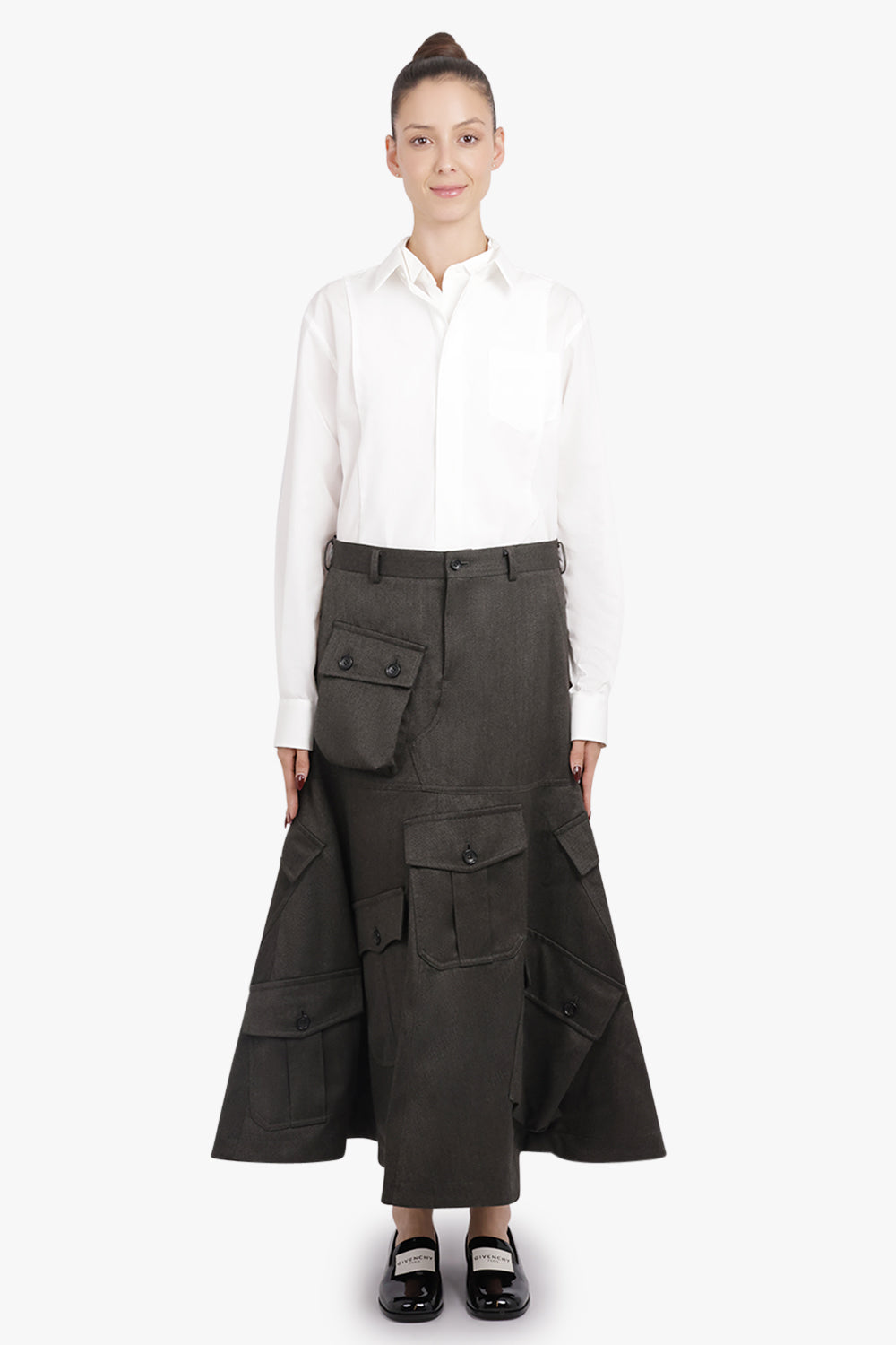 COMME DES GARCONS HOMME PLUS RTW Pocket Panel Midi Skirt | Grey