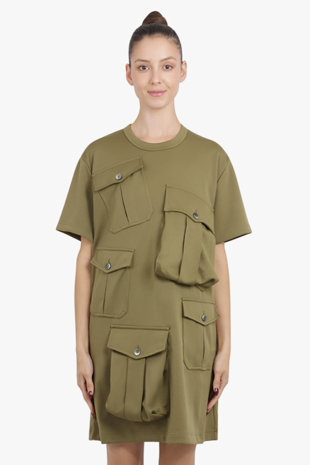 COMME DES GARCONS HOMME PLUS RTW S/S Pocket Detail Mini T-Shirt Dress | Khaki