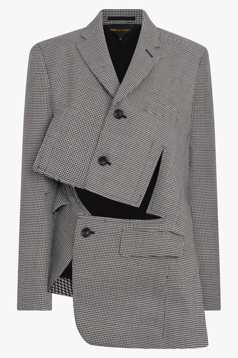 COMME DES GARCONS RTW Asymmetric Deconstruct Houndstooth Jacket | Black/ Ecru