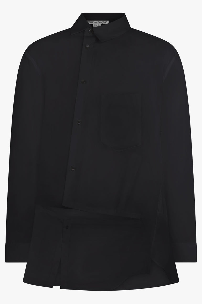 COMME DES GARCONS RTW Asymmetric Deconstruct L/S Shirt | Black