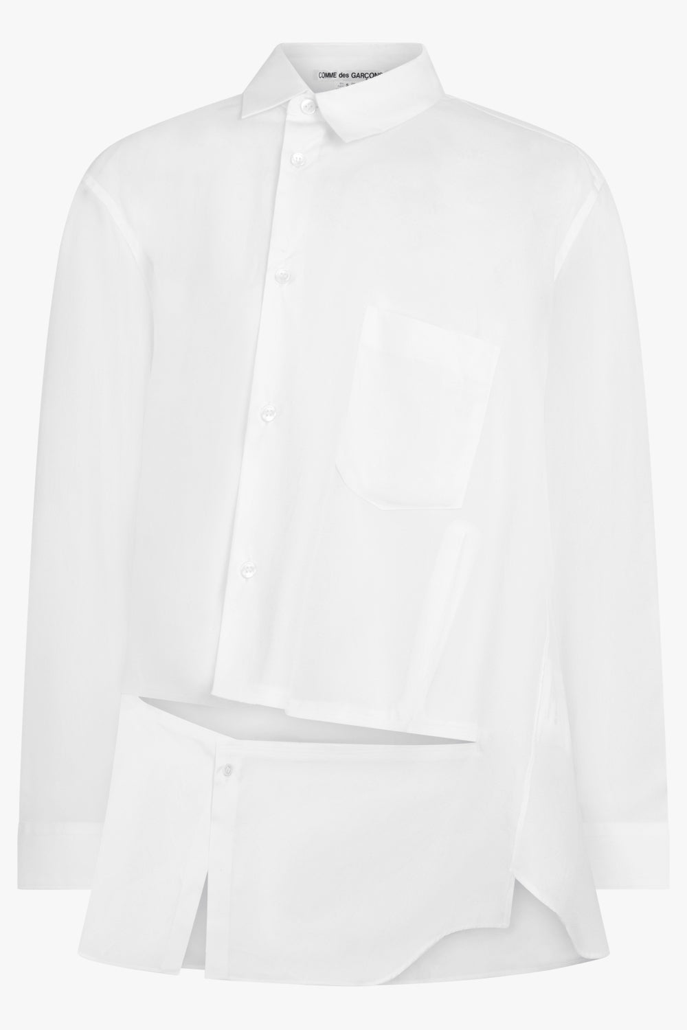 COMME DES GARCONS RTW Asymmetric Deconstruct L/S Shirt | White