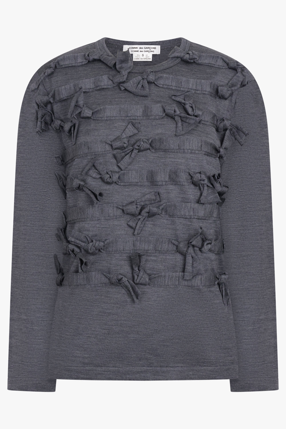 COMME DES GARCONS RTW Crew Neck L\S  Top with Knot Ribbon Detail | Grey