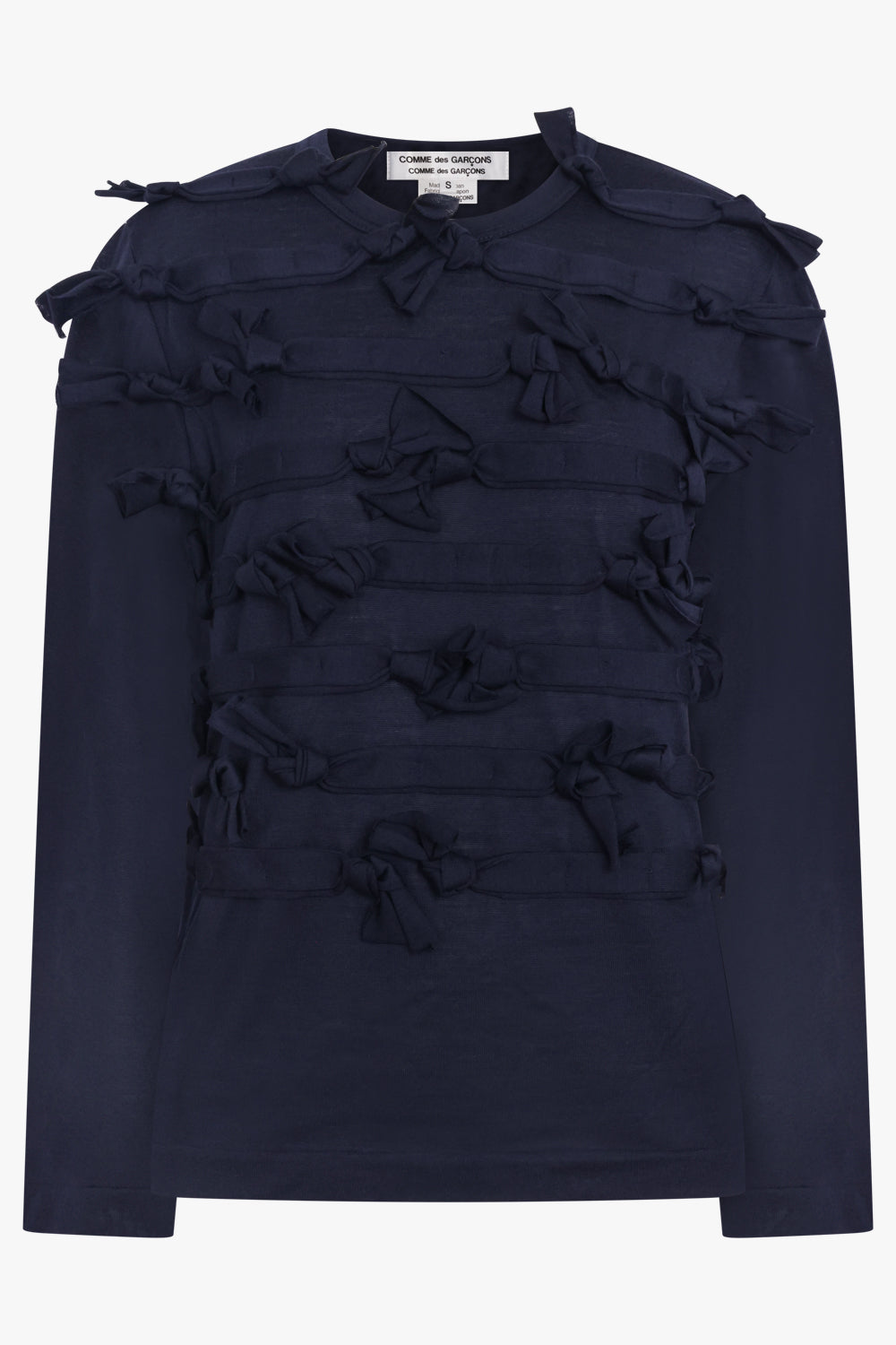 COMME DES GARCONS RTW Crew Neck L\S  Top with Knot Ribbon Detail | Navy