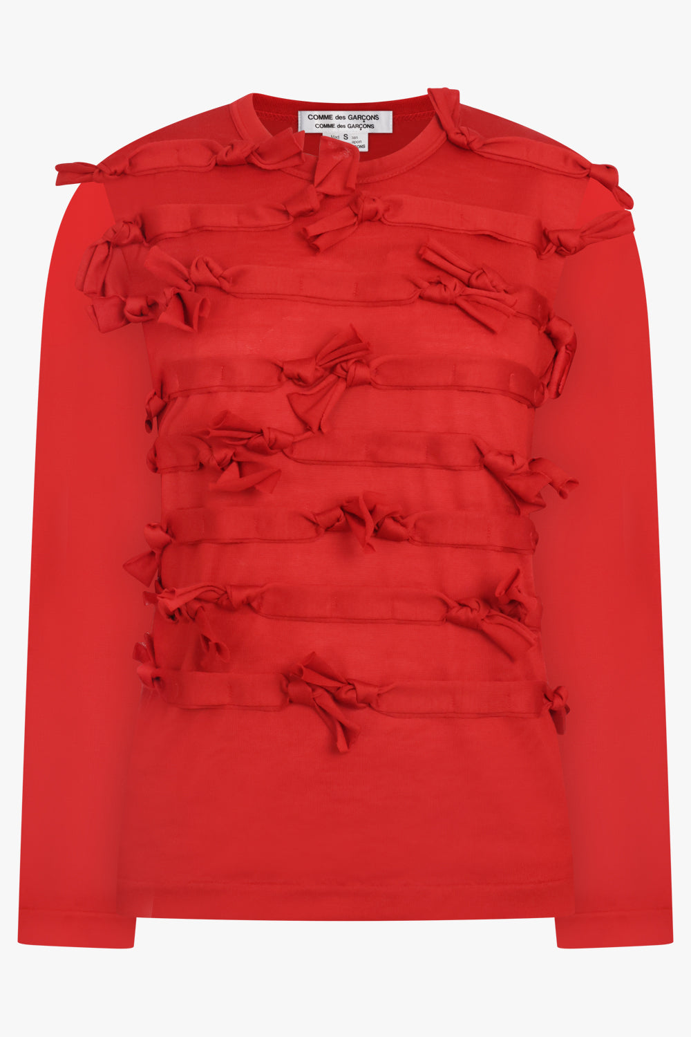 COMME DES GARCONS RTW Crew Neck L\S  Top with Knot Ribbon Detail | Red