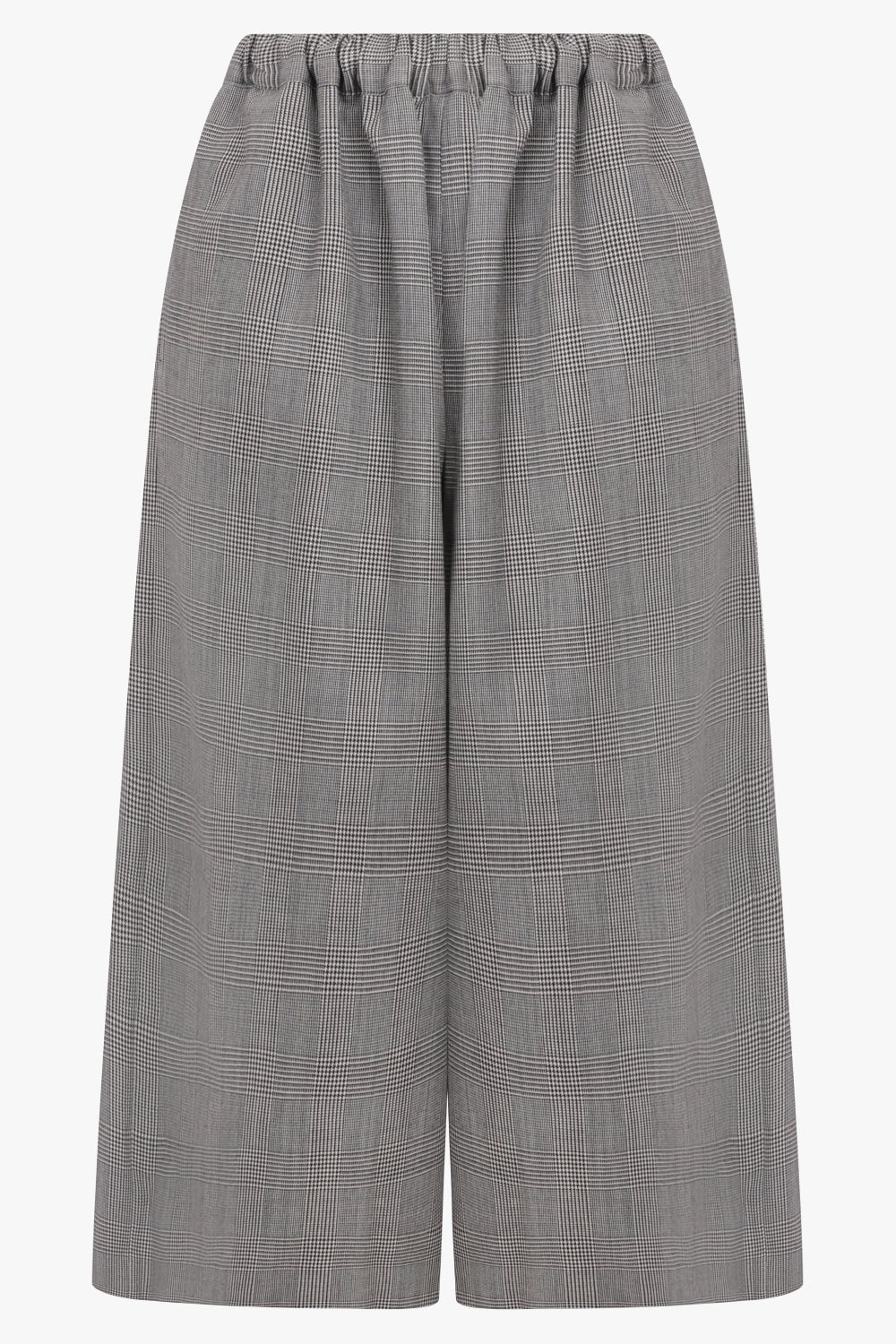 COMME DES GARCONS RTW Elastic Waist Glen Check Wide Leg Pant | Ecru/ Black