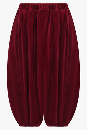 COMME DES GARCONS RTW Elastic Waist Velvet Drop Crotch Pant | Burgundy