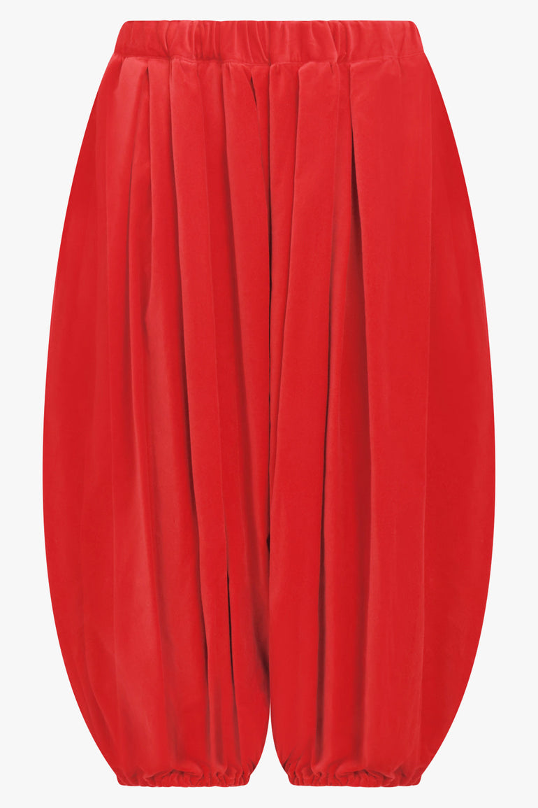 COMME DES GARCONS RTW Elastic Waist Velvet Drop Crotch Pant | Red