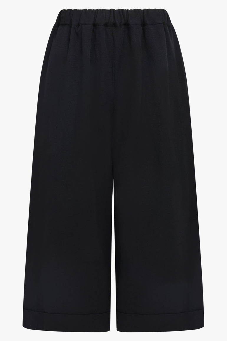 COMME DES GARCONS RTW Elastic Waist Wide Leg Crop Pant | Black