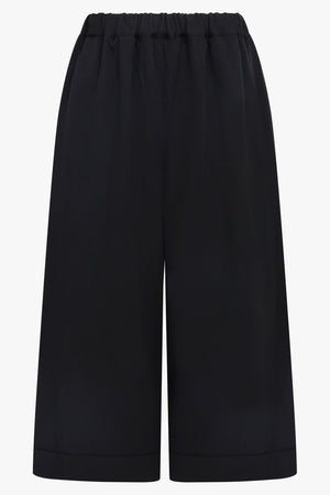 COMME DES GARCONS RTW Elastic Waist Wide Leg Crop Pant | Black