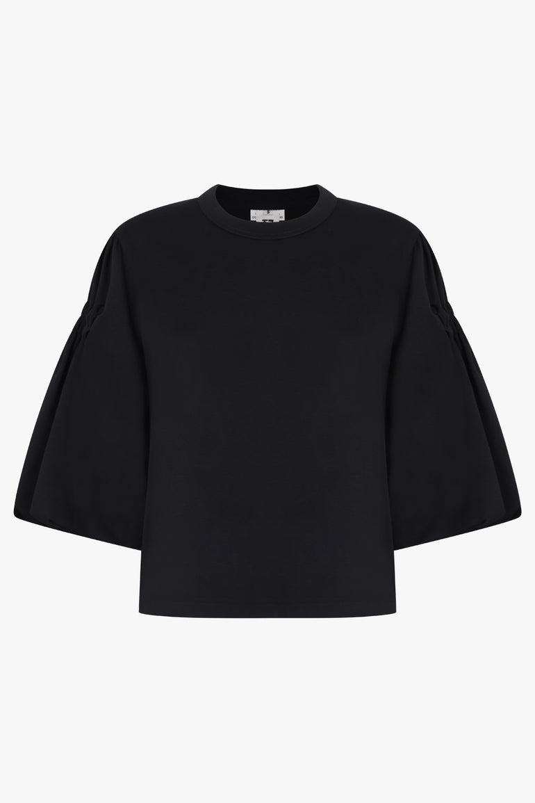 NOIR KEI NINOMIYA RTW Exaggerated Puff 3/4 Sleeve Top | Black
