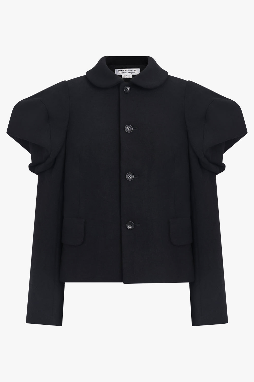 COMME DES GARCONS RTW Exaggerated Puff Sleeve Button Up Jacket | Black