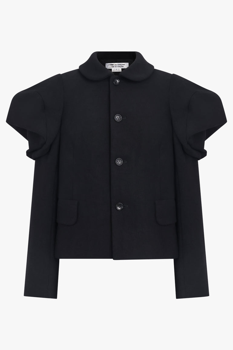 COMME DES GARCONS RTW Exaggerated Puff Sleeve Button Up Jacket | Black