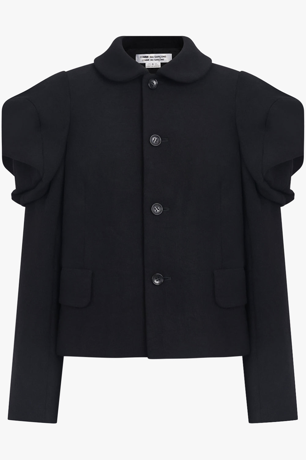 COMME DES GARCONS RTW Exaggerated Puff Sleeve Button Up Jacket | Black