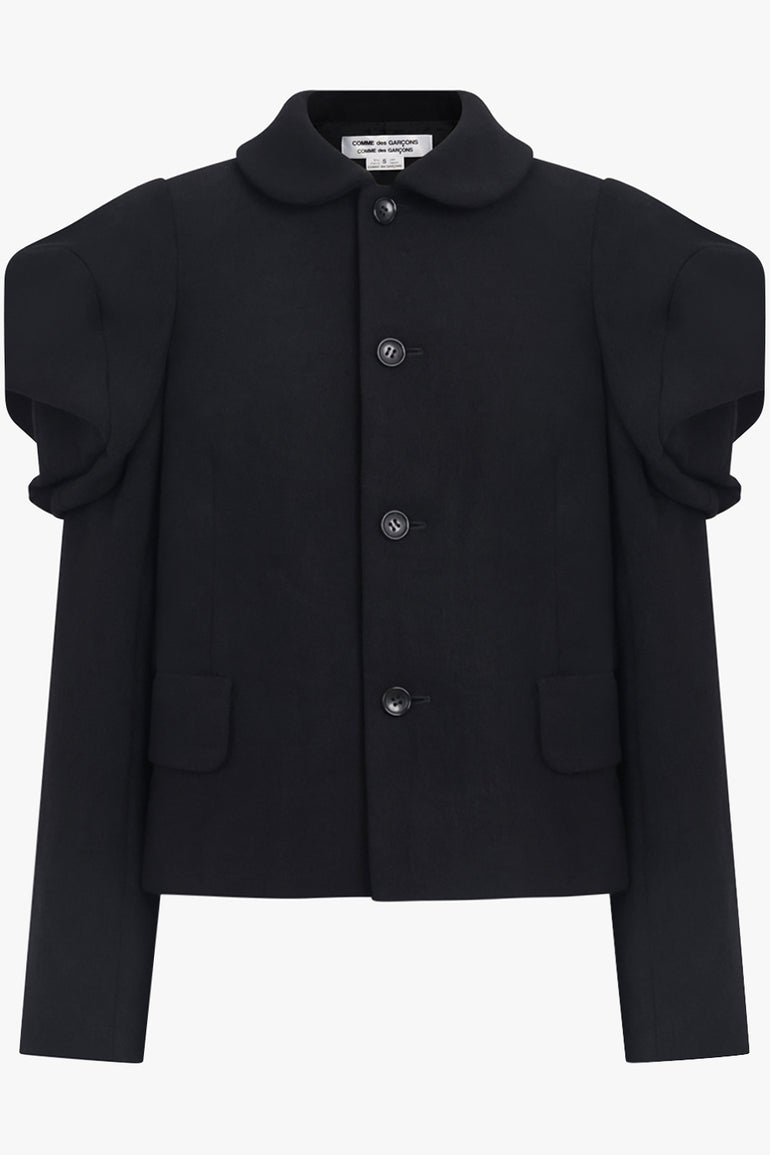COMME DES GARCONS RTW Exaggerated Puff Sleeve Button Up Jacket | Black